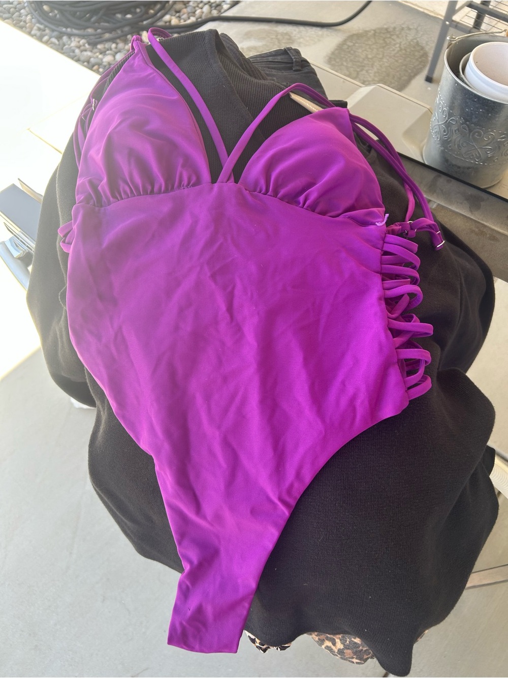 Vibrant Purple One-Piece Swimsuit with Side Strappy Detail